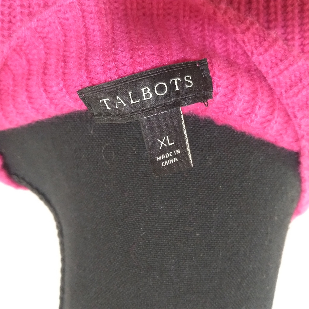 TALBOTS Women's XL Pink Cable Knit Long Sleeve Sweater - Picture 4 of 13